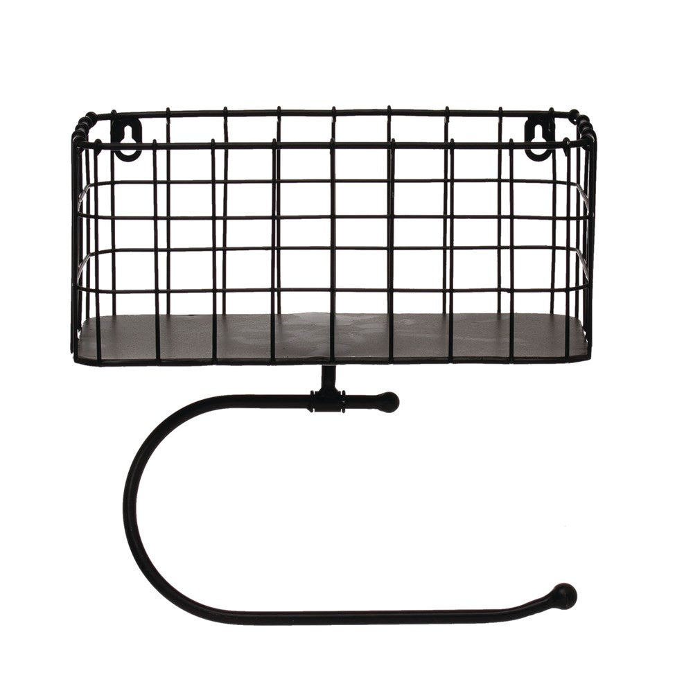 Metal Toilet Paper Holder with Basket, Black – Red Barn Boutique NY