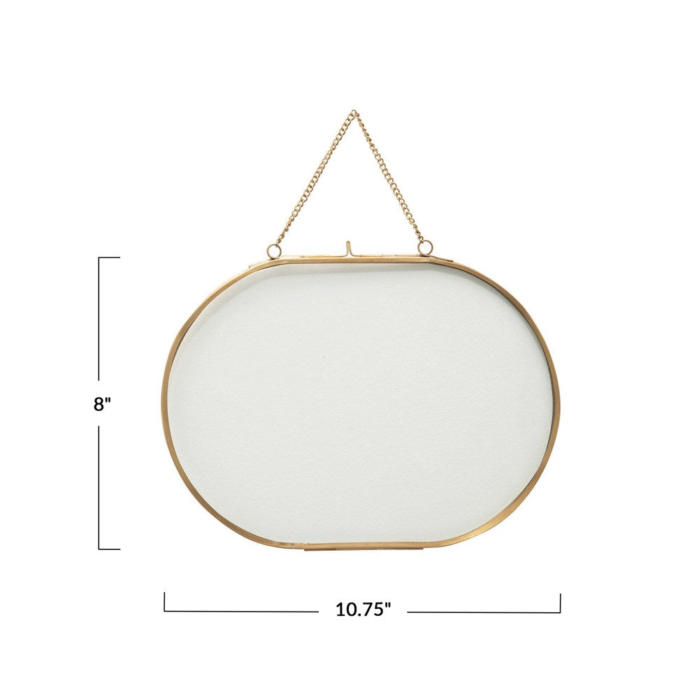 Hanging Glass and Brass Photo Frame