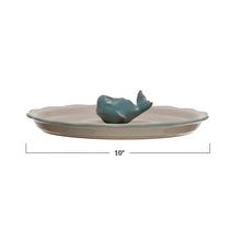 Load image into Gallery viewer, Stoneware Plate with Whale Toothpick Holder