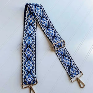Willow Pattern Guitar Strap, Blue