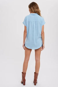 Button Up Cotton Shirt-Chambray