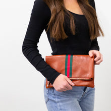 Load image into Gallery viewer, Green &amp; Red Stripe Foldover Clutch