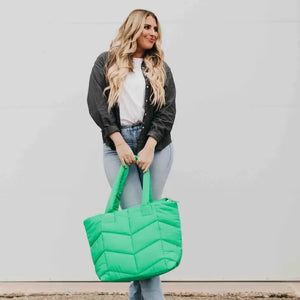 Naomi Nylon Tote Bag, Emerald