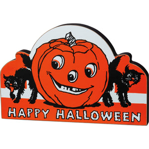 Chunky Wooden Sitter "Happy Halloween"