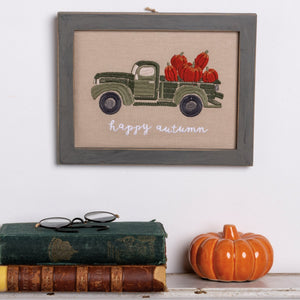 Framed Stitchery "Happy Autumn"